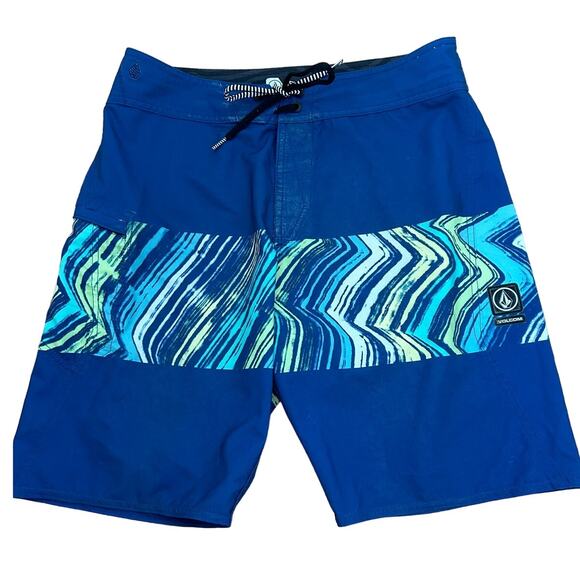 Volcom Mod-Tech Board Shorts - Size 30 - Royal Blue Print - Picture 1 of 8